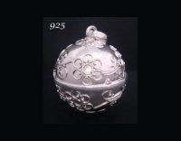 Harmony Ball Necklace, Sterling Silver, Balinese Flowers 18mm