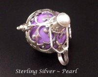 Harmony Necklace, Sterling Silver and Pearl, Lavender Chime Ball