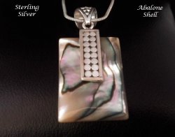 Necklace Pendant with Abalone Shell, Sterling Silver