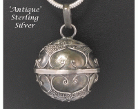 Harmony Ball Sterling Silver Antiqued Traditional Heart Motifs