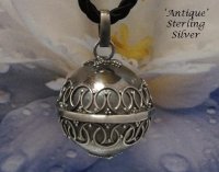 Harmony Ball Necklace, Circles of Life, Antiqued Silver 16mm