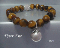 Harmony Ball Bracelet, 925 Silver Harmony Ball & Tiger Eye Beads