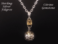 Unique Harmony Necklace Citrine Gemstone, Sterling Silver