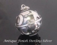 Harmony Ball Necklace, Moon & Stars in Antique Sterling Silver