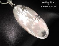 Sterling Silver Mother of Pearl Necklace Pendant, Large