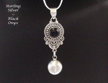 Unique Harmony Ball Necklace with Onyx Gemstone