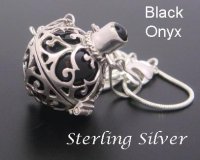 Harmony Ball 925 Silver with Black Onyx Gem, Black Chime Ball