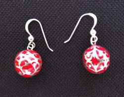 Harmony Ball Earrings | Stunning Red Ball, S/Silver Filigree