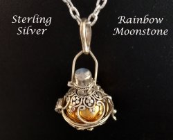 Sterling Silver Harmony Ball with Moonstone Gemstone