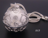 Harmony Ball Necklace, Balinese Cultural Symbols, Silver Pendant