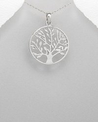 Tree of Life Pendant Sterling Silver in Outer Circular Band