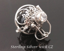 Harmony Ball Sterling Silver with CZ and Black Chime Ball