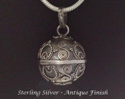 Harmony Ball Sterling Silver Antiqued Balinese Cultural Motifs