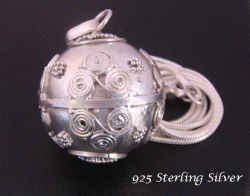 Harmony Ball Necklace Traditional Balinese Design, 925 Silver
