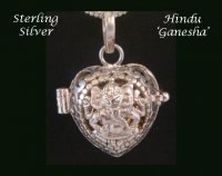 Harmony Ball with Hindu Deity, Ganesha Elephant God, 925 Silver