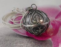Harmony Ball Antique Sterling Silver Hearts Design 16MM