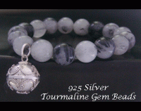 Harmony Ball Bracelet, Tourmaline Gem Beads, 925 Harmony Ball