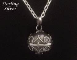 Harmony Ball Ornate Motif Design Antiqued Sterling Silver