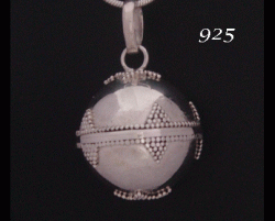 Sterling Silver Harmony Ball Necklace with Bali Cultural Motifs