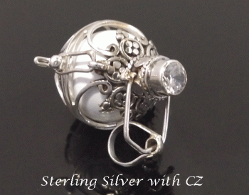 Harmony Ball Sterling Silver with CZ and White Chime Ball [HBP061]