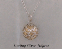Harmony Ball Sterling Silver Filigree with Brass Chime Ball 18mm