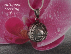 Harmony Ball Necklace, Antique Silver, Polished Ornate Features