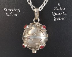 Harmony Ball Sterling Silver with Nine Ruby Quartz Gems