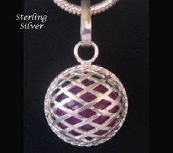 Harmony Ball Necklace, Purple Chime, Basket Weave