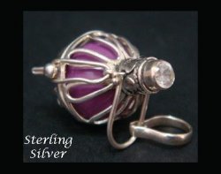 Harmony Ball, Sterling Silver with Purple Chime Ball, CZ Stone
