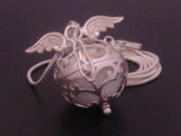 Angel Caller Harmony Ball Necklace, Silver Wings, White Chime