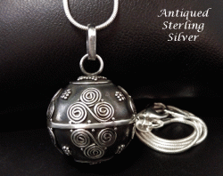 Harmony Ball in Antiqued Sterling Silver, Balinese Motifs