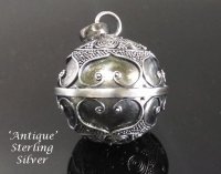 Harmony Ball Sterling Silver Antiqued Traditional Heart Motifs