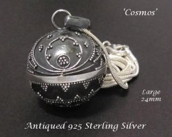Harmony Ball 'Cosmos at Night ' Large 24mm Antiqued 925 Silver