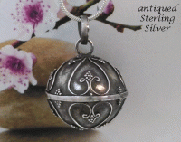 Large Harmony Ball Antique Sterling Silver Hearts Design 26MM