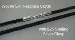 Woven Silk Necklace Cord 90cm 36" with Sterling Silver Fittings