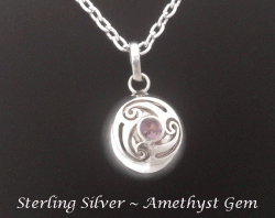 Harmony Ball Necklace Celtic Motif with Amethyst Gem