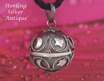 Harmony Ball Antique 925 Silver 'Moon and Stars' in Night Sky