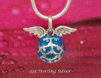 Harmony Necklace, Angel Caller, Sterling Silver, Blue Chime Ball