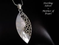Sterling Silver Necklace Pendant with Mother of Pearl