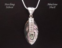 Sterling Silver Necklace Pendant with Abalone Shell, 102