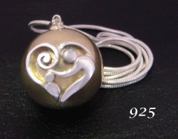 Harmony Necklace, Sterling Silver 'Mother & Baby' on Brass Ball