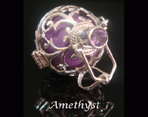 Harmony Ball 925 Silver Amethyst Gemstone Purple Chime Ball