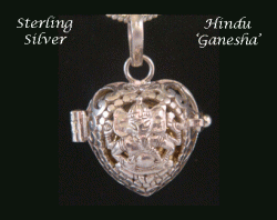 Harmony Ball with Hindu Deity, Ganesha Elephant God, 925 Silver