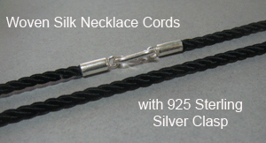 Woven Silk Necklace Cord 90cm 36" with Sterling Silver Fittings - Click Image to Close